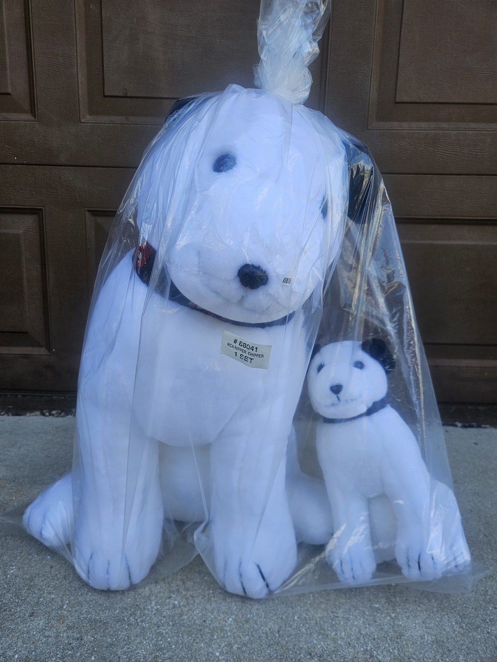 1990s RCA Nipper And Chipper Plush. Approximately 24” And 12”